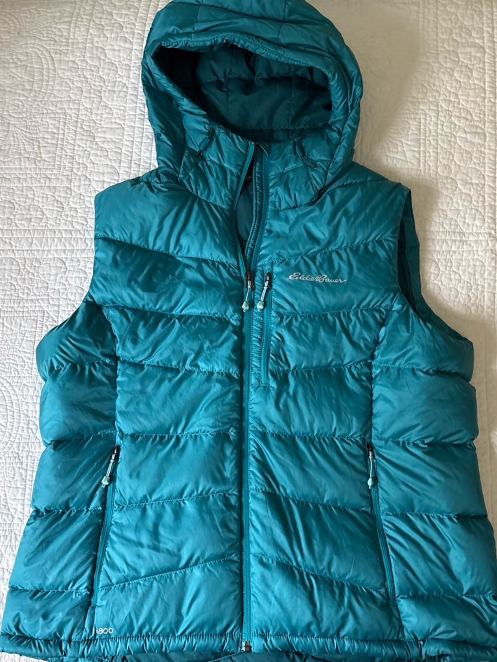 Eddie Bauer Teal Hooded Puffer Vest for Women